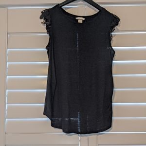 H&M Mama ruffle sleeve black top